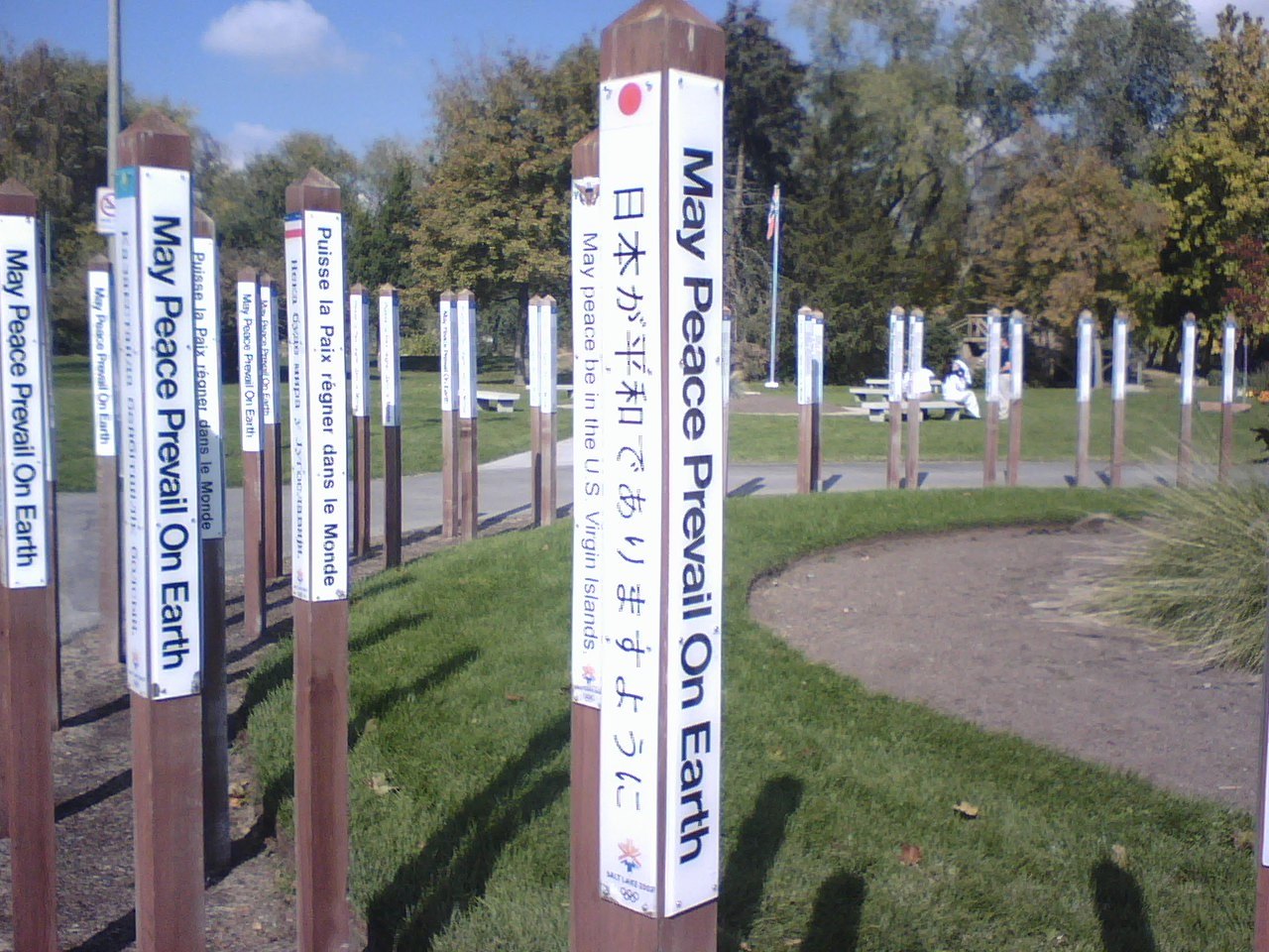 Peace poles at park